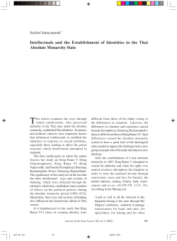 Intellectuals and the Establishment of Identities in the Thai Absolute