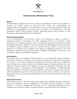 USA Gymnastics Whistleblower Policy