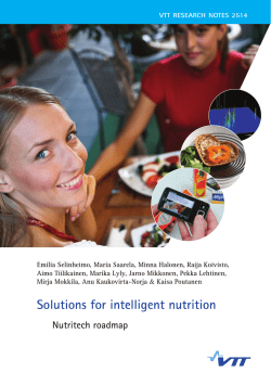 Solutions for intelligent nutrition. Nutritech roadmap