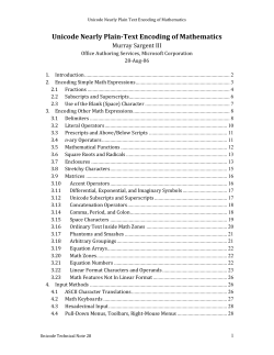Unicode Plain Text Encoding of Mathematics