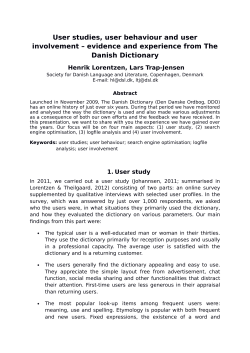 User studies, user behaviour and user involvement