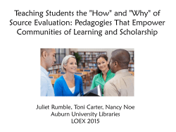 Teaching Students the "How" and "Why" of Source Evaluation
