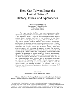 How Can Taiwan Enter the United Nations?