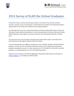 2014 4 Surv vey of f SLAIS S the i iSchoo ol Gra aduate es
