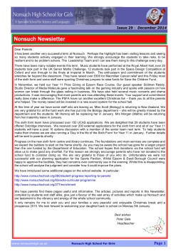 Nonsuch Newsletter - Nonsuch High School for Girls