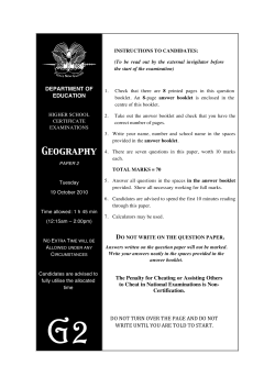 Geography Examination 2 - Department of Education