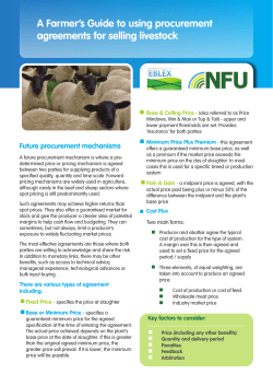Farmer`s guide to using procurement agreements for selling livestock