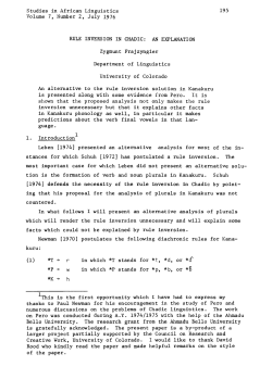 Studies in African Linguistics Volume 7, Number 2, July 1976 RULE
