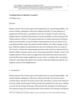 1 Creating Chaos in Haydn`s Creation&lowast; by Melanie Lowe Abstract