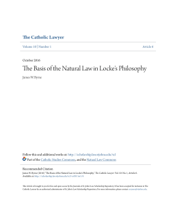 The Basis of the Natural Law in Locke`s Philosophy