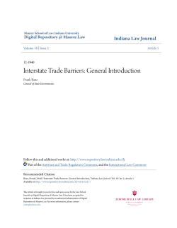 Interstate Trade Barriers: General Introduction