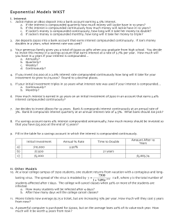 Exponential Models WKST - MRS. STILLMAN`S CLASS Cypress