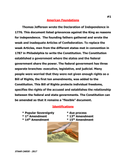 #1 American Foundations Thomas Jefferson wrote the Declaration