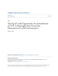 The Equal Credit Opportunity Act Amendments of 1976