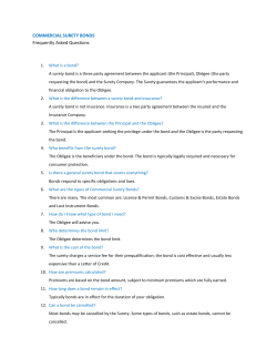 COMMERCIAL SURETY BONDS Frequently Asked