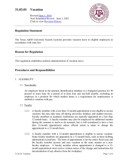 31.03.01 - Vacation - Policy and Regulation Library