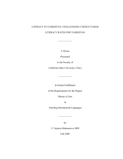 LITERACY IN TAJIKISTAN - California State University