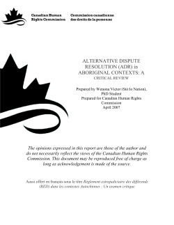 ALTERNATIVE DISPUTE RESOLUTION (ADR) in ABORIGINAL