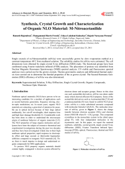 Synthesis, Crystal Growth and Characterization of Organic NLO