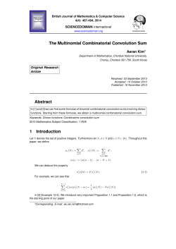 The Multinomial Combinatorial Convolution Sum Abstract 1