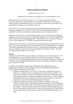 1 EXPLANATORY STATEMENT Health Insurance Act 1973 Health