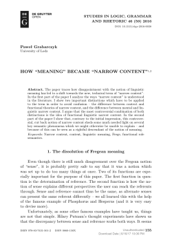 HOW &ldquo;MEANING&rdquo; BECAME &ldquo;NARROW CONTENT&rdquo;1,2