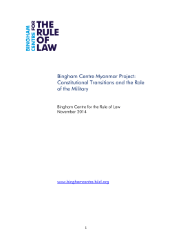 Bingham Centre Myanmar Project: Constitutional Transitions and