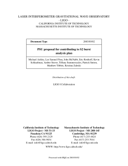 PSU proposal for contributing to S2 burst analysis plan