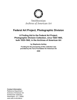 Federal Art Project, Photographic Division collection, circa 1920