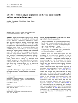 Effects of written anger expression in chronic pain
