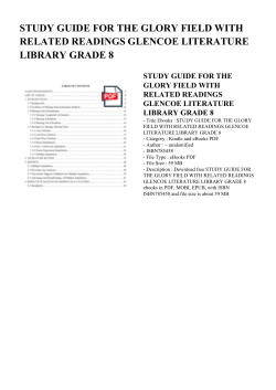 study guide for the glory field with related readings - bolo