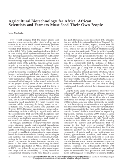 Agricultural Biotechnology for Africa. African