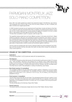 PARMIGIANI MONTREUX JAZZ SOLO PIANO COMPETITION