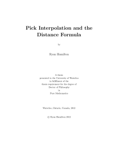 Pick Interpolation and the Distance Formula - UWSpace