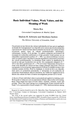 Basic Individual Values, Work Values, and the meaning of work