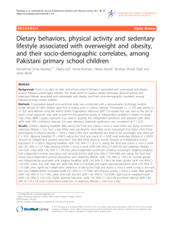 Dietary behaviors, physical activity and sedentary lifestyle