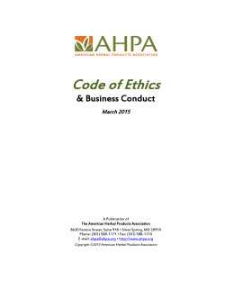 Code of Ethics - American Herbal Products Association