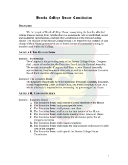 1 Brooks College House Constitution We the people of