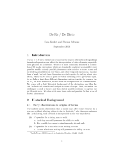 De Re / De Dicto - Florian Schwarz