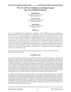 The Use of IT in Teaching Accounting in Egypt the Case of