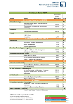 Curriculum Master ASTP Pre-Semester: Access level at 180 ECTS
