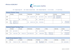 Effective 24/04/2017 Masters Session Times National Squad
