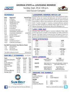 GEORGIA STATE vs. LOUISIANA-MONROE Sunday, Sept. 29 at 1