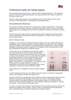 Technical note on lamp types