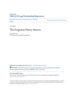 The Forgotten Henry Simons - NELLCO Legal Scholarship Repository