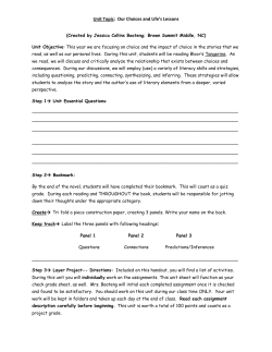 Unit Topic: Our Choices and Life`s Lessons