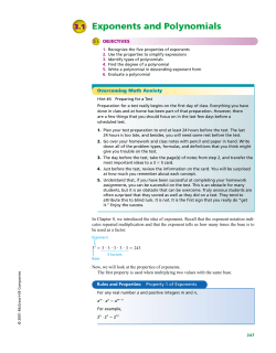 Exponents and Polynomials