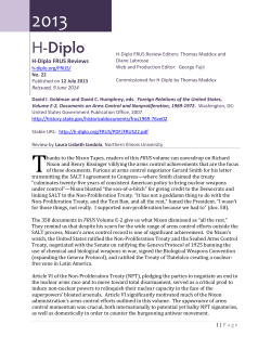 H-Diplo FRUS Review No. 22 (2013)