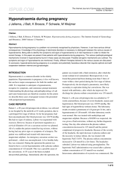 Hyponatraemia during pregnancy