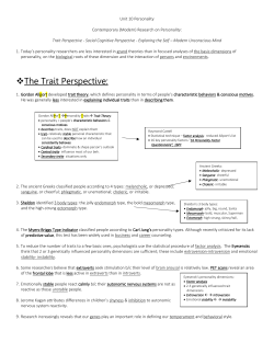 The Trait Perspective: